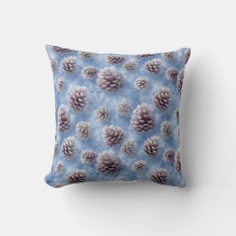 Mattiertes Blaues Pinecones Muster Kissen