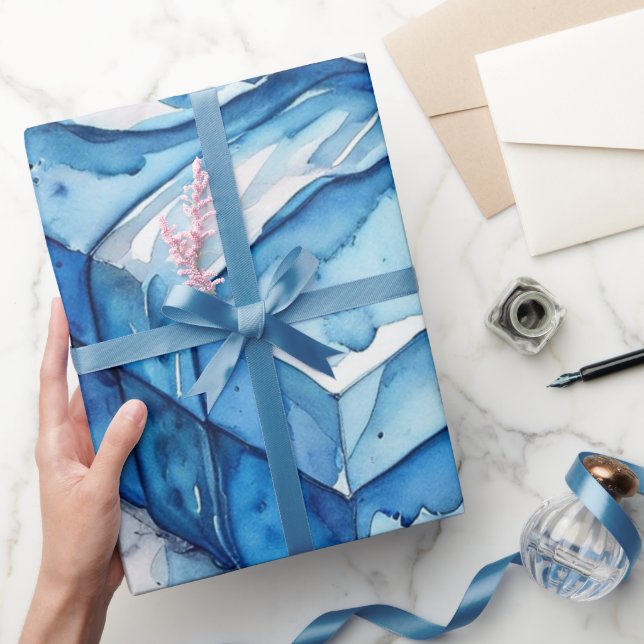 Mattiertes Blue Christmas Wrapping Paper Geschenkpapier (Schenken)