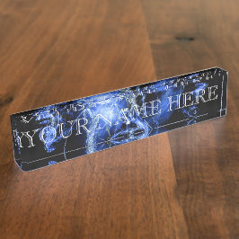 Mattiertes Blumen-Fraktal-Namensschild Namensplakette