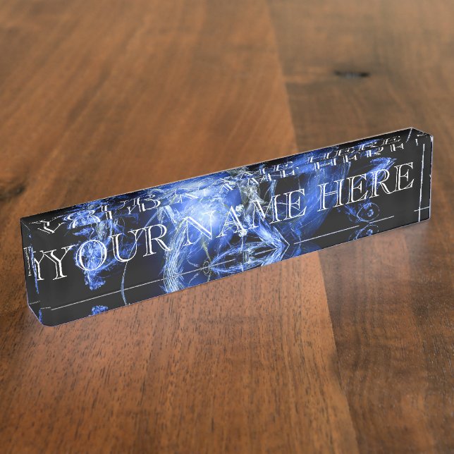 Mattiertes Blumen-Fraktal-Namensschild Namensplakette (Seite)