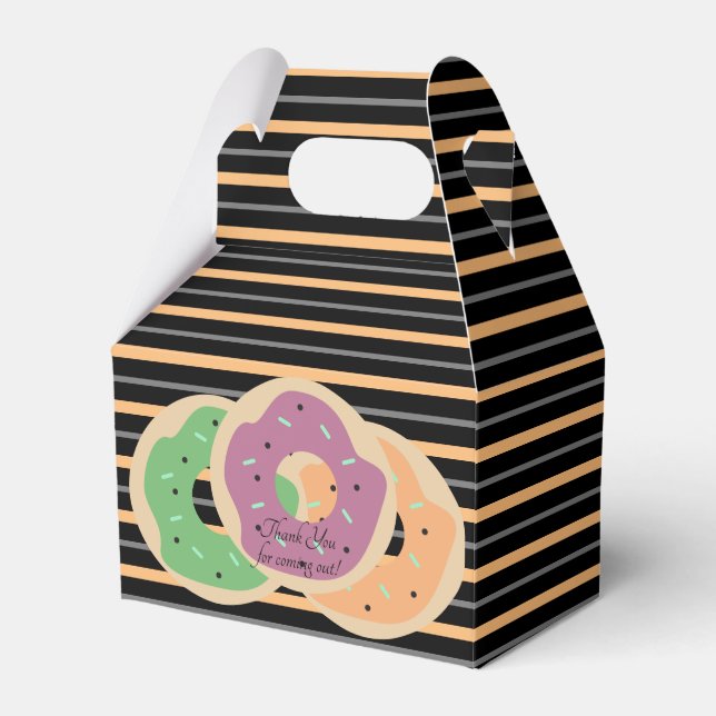 Mattiertes Donuts Halloween Stripes Gastgeschenk Geschenkschachtel (Vorderseite)