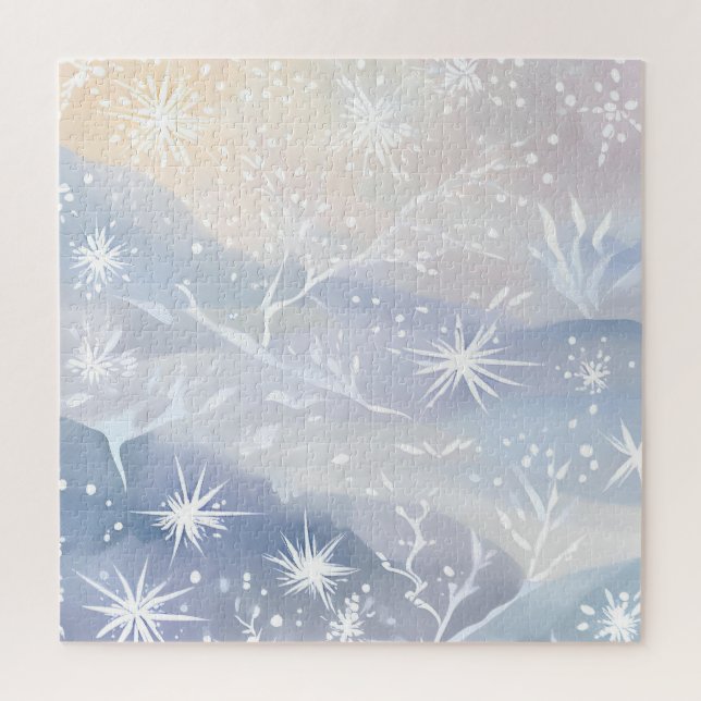 Mattiertes Fenster | Schöne Winterlandschaft mit S Puzzle (Vertikal)