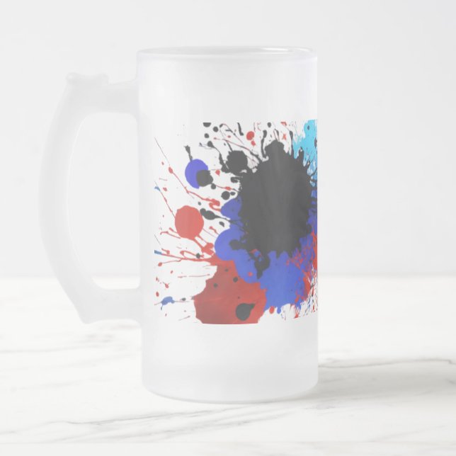 Mattiertes Glas Tasse 16 oz - Abstrakte Farbabstri (Links)