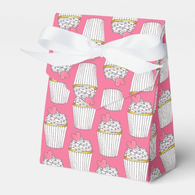 Mattiertes Rosa Herz Cupcake Sprinkles Dessert Lie Geschenkschachtel (Vorderseite)