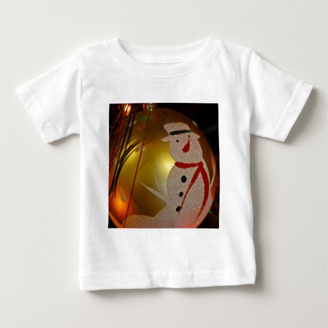 Mattiertes Schneemann-Ornament Baby T-shirt (Vorderseite)