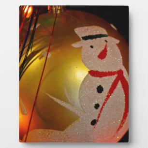 Mattiertes Schneemann-Ornament Fotoplatte