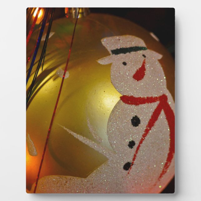 Mattiertes Schneemann-Ornament Fotoplatte (Vorderseite)