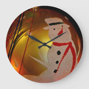 Mattiertes Schneemann-Ornament Große Wanduhr