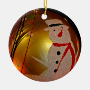 Mattiertes Schneemann-Ornament Keramikornament