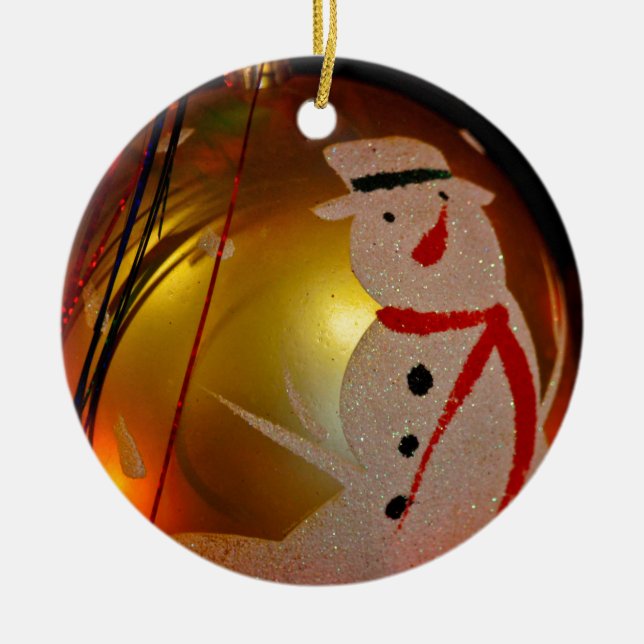 Mattiertes Schneemann-Ornament Keramikornament (Vorne)