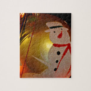 Mattiertes Schneemann-Ornament Puzzle