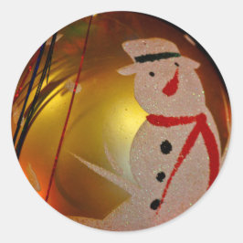Mattiertes Schneemann-Ornament Runder Aufkleber