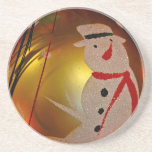 Mattiertes Schneemann-Ornament Sandstein Untersetzer