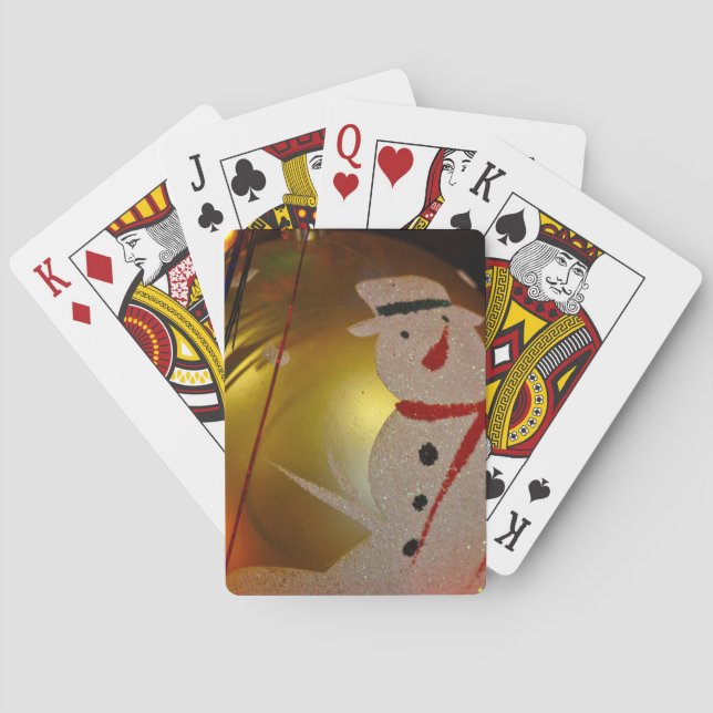Mattiertes Schneemann-Ornament Spielkarten (Rückseite)