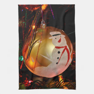 Mattiertes Schneemann Weihnachtsgeschmuck Geschirrtuch