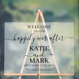 Mattiertes Script glücklich immer nach Schwarz Wil Acrylschild