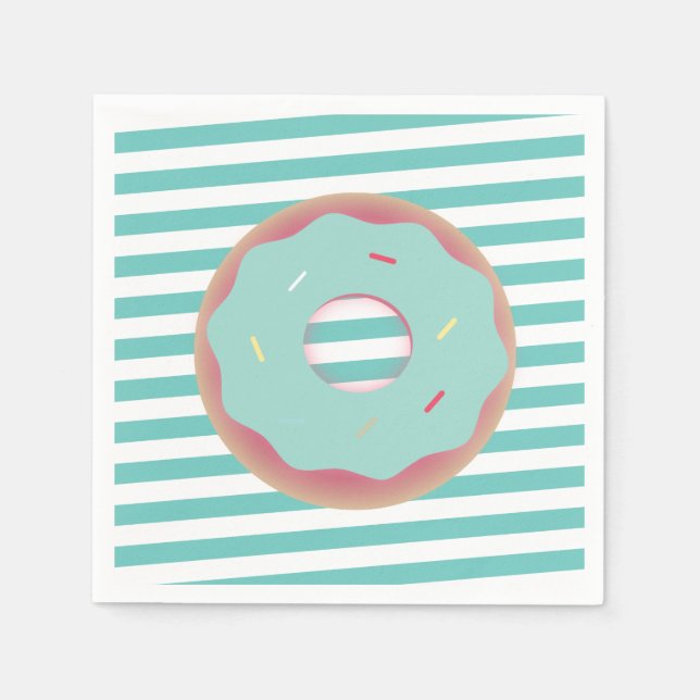 Mattiertes Sprinkle Donut Streifen Party Serviette (Vorderseite)