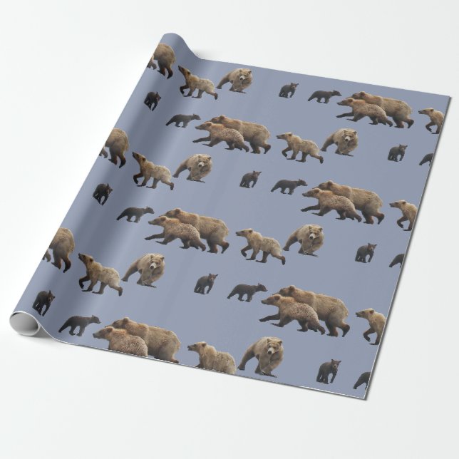 MattPackpapier, 30" x 6' mit Grizzlybären Geschenkpapier (Ungerollt)