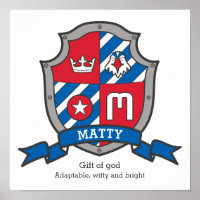 Matty Boys Name bedeutet heraldry Schild Poster