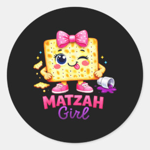 Matzah Mädchen Happy ver Jüdischer Pessach Seder Runder Aufkleber