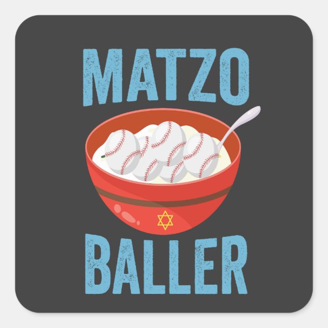 Matzo Baller Funny Baseball Hanukkah Holiday Gesch Quadratischer Aufkleber (Vorderseite)