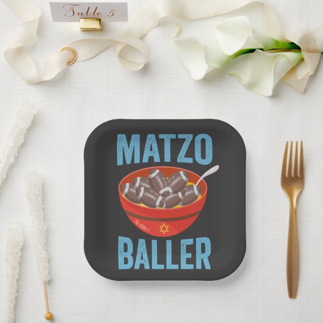 Matzo Baller Funny Football Hanukkah Rugby Geschen Pappteller (Hochzeit)
