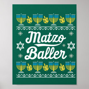 Matzo Baller Long Sleeve Funny Hanukkah Geschenke Poster