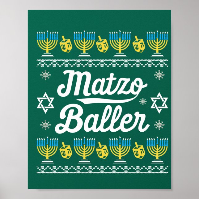 Matzo Baller Long Sleeve Funny Hanukkah Geschenke Poster (Vorne)