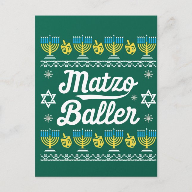 Matzo Baller Long Sleeve Funny Hanukkah Geschenke Postkarte (Vorderseite)