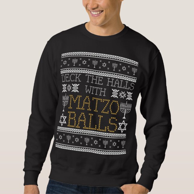 Matzo Balls Jüdische Weihnachtsfeier Ugly Hanukkah Sweatshirt (Vorderseite)