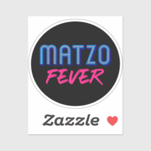 Matzo Fever Blue Pink Retro Slogan Jüdisch Aufkleber