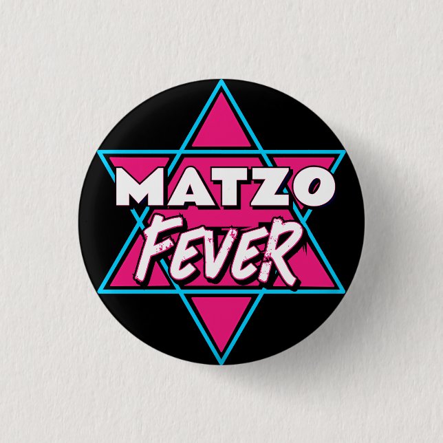 Matzo Fieber Blau Rosa 70er Disco Star jüdisch Button (Vorderseite)