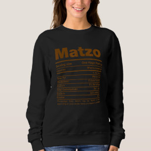 Matzo Nutrition Facts Hanukkah Jewish Kosher Food Sweatshirt