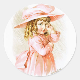 Maud Humphrey: Frühlings-Mädchen im Regen Runder Aufkleber