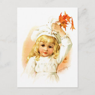 Maud Humphrey: Herbstmädchen mit Ahornblättern Postkarte