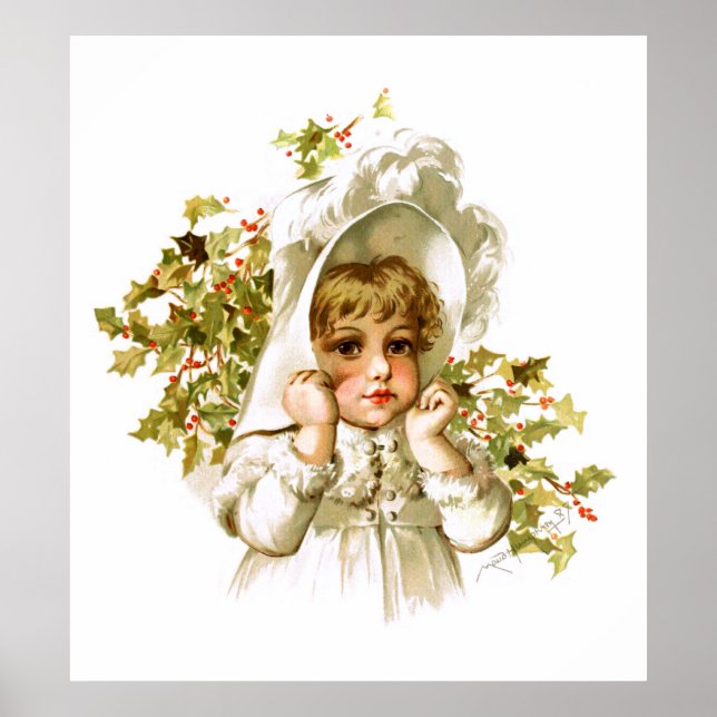Maud Humphrey: Herbstmädchen mit Holly Poster (Vorne)