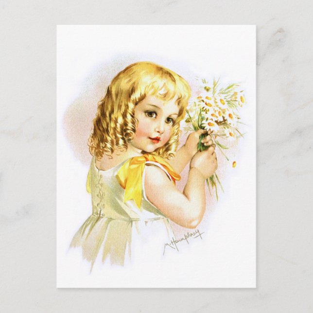 Maud Humphrey: Sommermädchen mit Daisien Postkarte (Vorderseite)