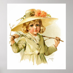 Maud Humphrey: Winter Girl mit Zweigstelle Poster