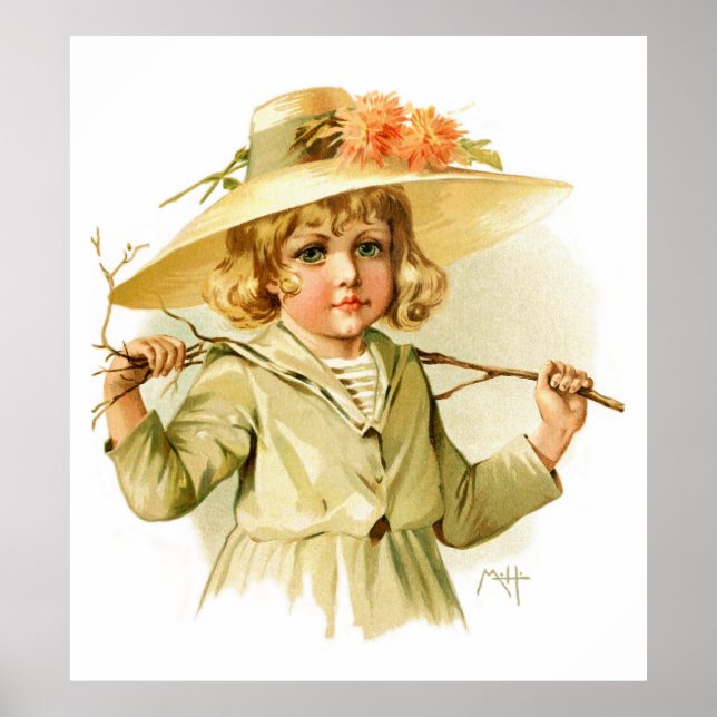 Maud Humphrey: Winter Girl mit Zweigstelle Poster (Vorne)