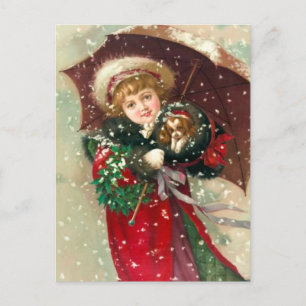 Maud Humphrey's Winter Girl mit Hund Feiertagspostkarte