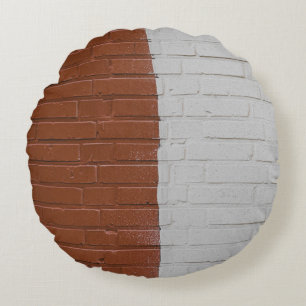 Mauer aus braunem und weißem Beton Rundes Kissen