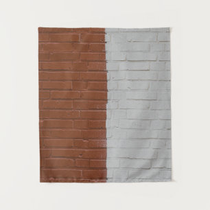 Mauer aus braunem und weißem Beton Wandteppich