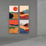 Mauer aus dem Mittelalter Abstrakte Landschaften Bilderwand Sets<br><div class="desc">Set von 4 abstrakten Landschaften aus der Mitte des Jahrhunderts,  Wandkunst. Sugester schwarzer Rahmen.</div>