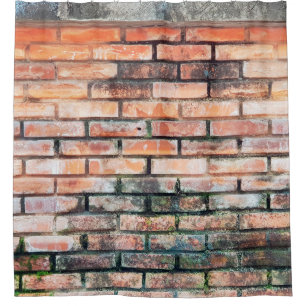 Mauer aus rotem Backstein mit stainsabstrakter, al Duschvorhang