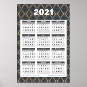 Mauerkalender 2021 - elegant dunkel poster