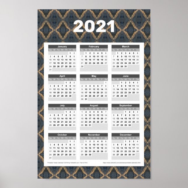 Mauerkalender 2021 - elegant dunkel poster (Vorne)