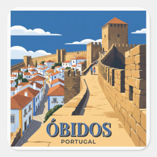 Mauern der Burg Óbidos Portugal Quadratischer Aufkleber