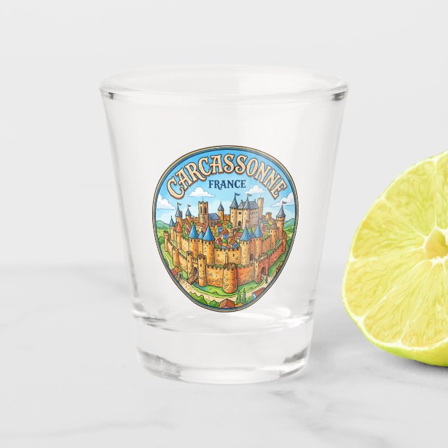 Mauern von Carcassonne Frankreich Schnapsglas (Vorderseite)