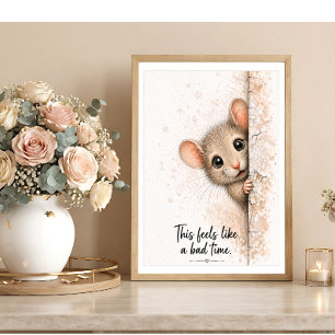 Mauerschmuck mit neugieriger Maus Lustige Badezimm Poster