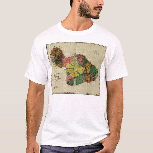 Maui, 1885, Vintage Hawaii-Karte T-Shirt (Vorderseite)